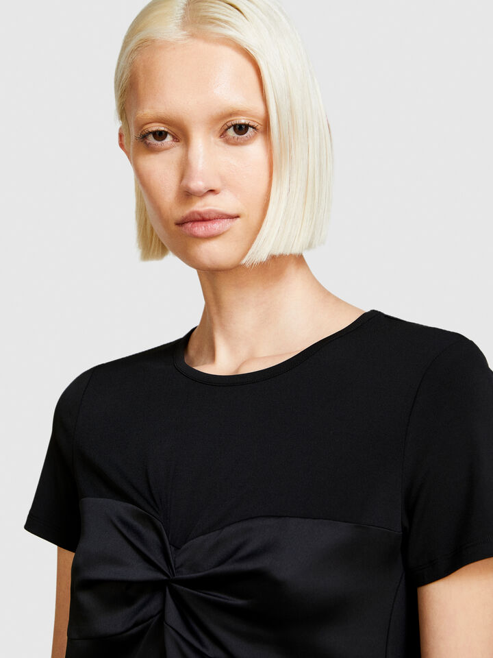 T-shirt with torchon - women's short sleeve t-shirts - Black | Sisley image number 5